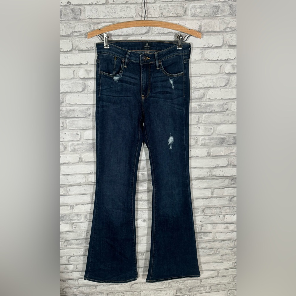Just Black Dark Wash Mid Rise Flare Jeans